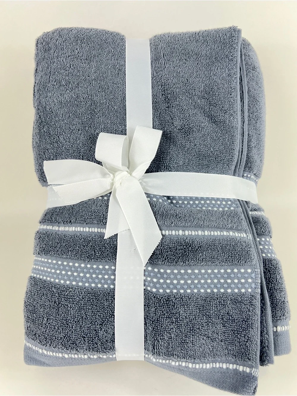 Common Thread Bath Towel Set Blue White Quick Dry Low Twist Cotton 6 Pc NEW